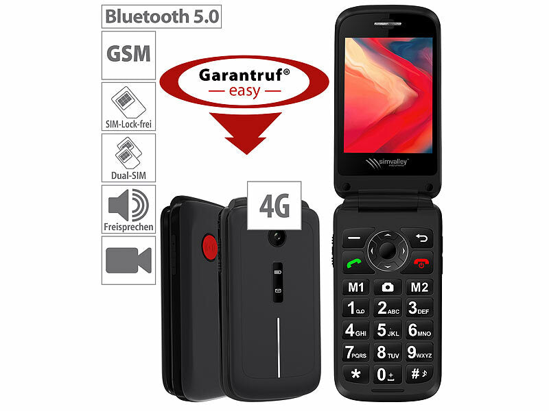 4G-Senioren-Klapphandy mit 2,8"-Farbdisplay, Garantruf Easy, BT 5