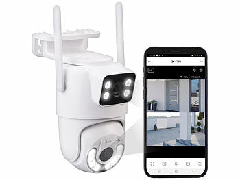 WiFi Kamera: 7links Dual-Objektiv-IP-Außen-Kamera, 2x 2K, 3MP, Pan-Tilt, 360°, WLAN, IP54 erhältlich auf eMall