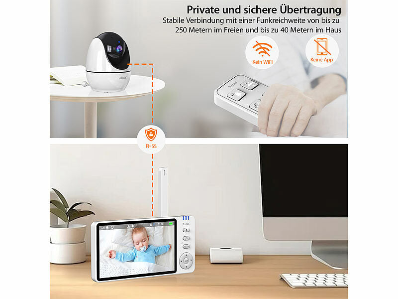 HD-Video-Baby Seniorenkamera, schwenk- & neigbar, mit Notruf-Fernbedienung