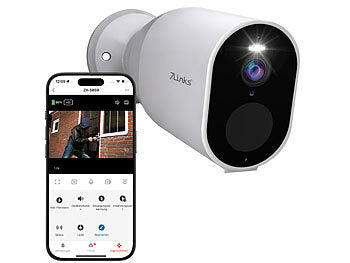 7links Akku-Outdoor-IP-Überwachungskamera mit 2K, Dualband-WLAN, PIR, App erhältlich auf eMall