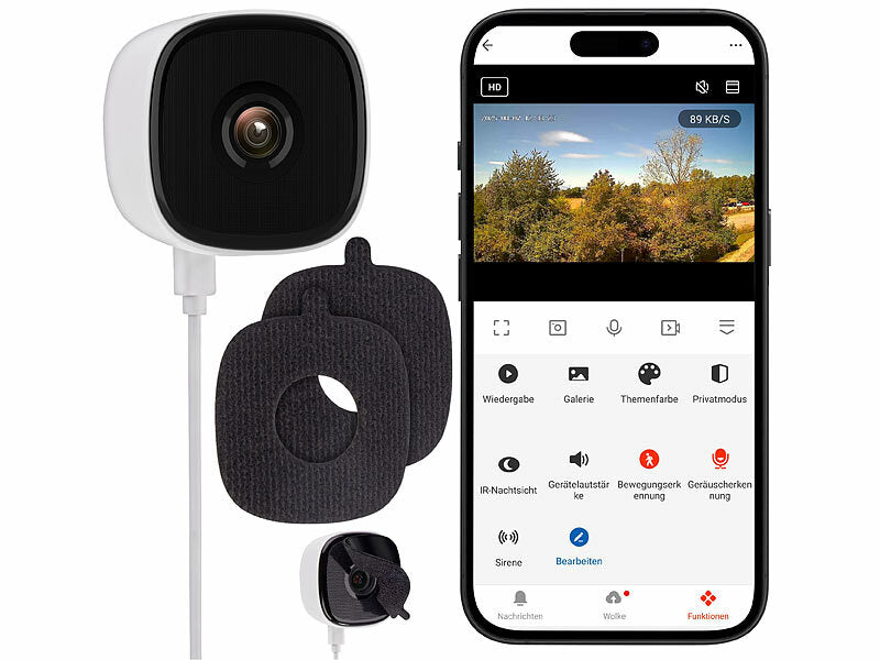 WLAN-IP-Fenster-Kamera mit 2K, 3 MP, App, Nachtsicht in Farbe, USB