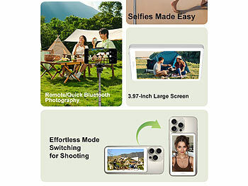 Callstel Selfie-IPS-Vorschau-Display, 3,97", magnetisch, für iOS/Android, Akku erhältlich auf eMall