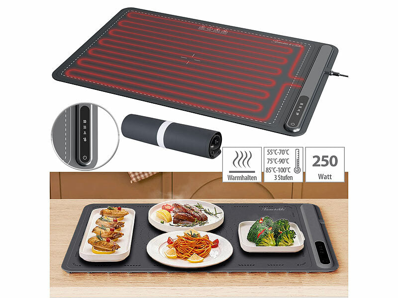 2er-Set, Digitale Warmhalteplatte Silikon, 55 - 100 °C, 61 x 40cm