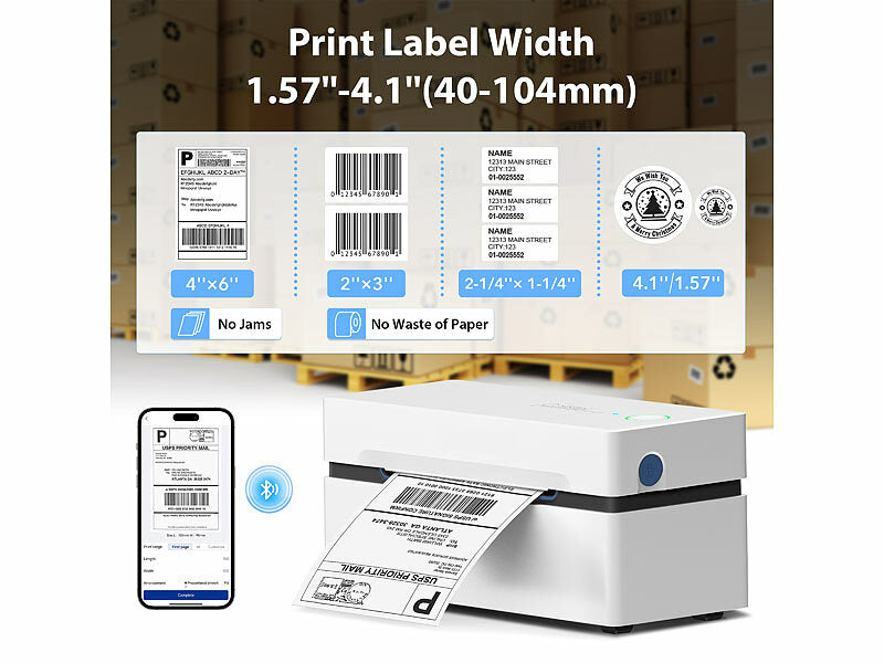 Versandetiketten-Thermodrucker für 100 x 150 mm, 203 dpi, USB, BT, App (CH-Version)