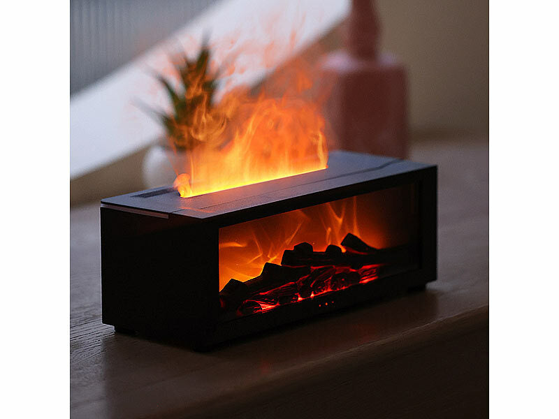 Aroma-Diffusor-Kamin mit 7-farbiger Beleuchtung und Flammen-Effekt
