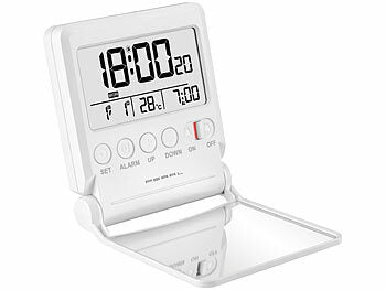 PEARL Kompakter Reise-Funkwecker mit Thermometer und Datum, klappbar erhältlich auf eMall