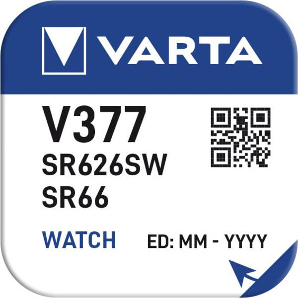 VARTA Silberoxid-Knopfzelle V377/SR66, 1,55 V, 21 mAh