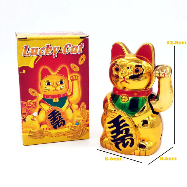 Gold Feng Shui Maneki Neko Winke Katze Klein 12.8cm