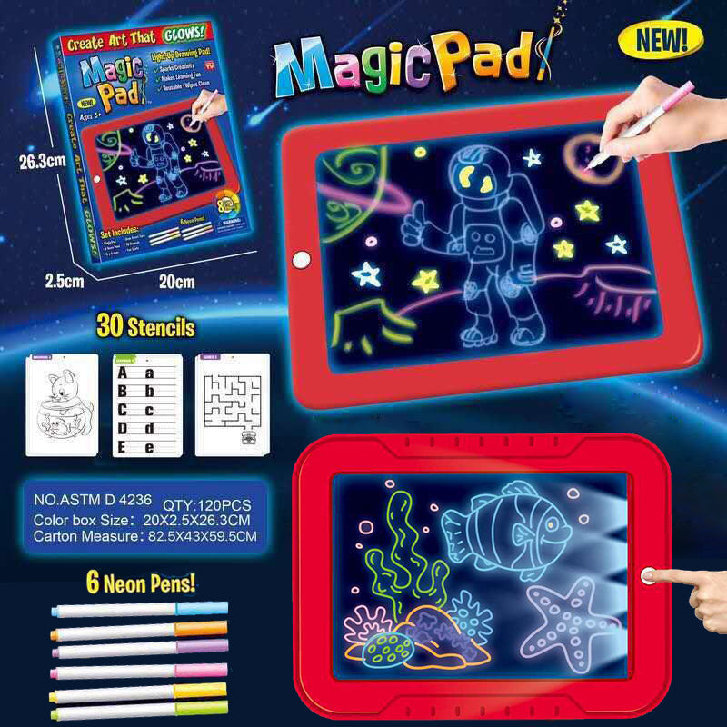 3D Magic Kinder Zeichenblock Leuchttafel mit LED Licht Magic Pad
