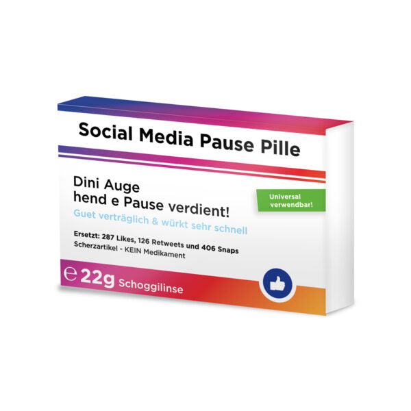 Scherztabletten Social Media Pause-Pille
