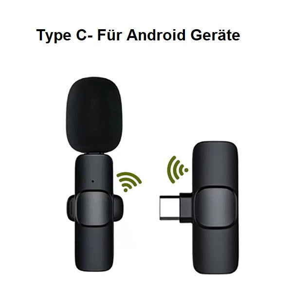 Mini-Funkmikrofon für USB-C/Lightning Geräte, 2,4 GHz, 48 kHz Stereo, 10 m