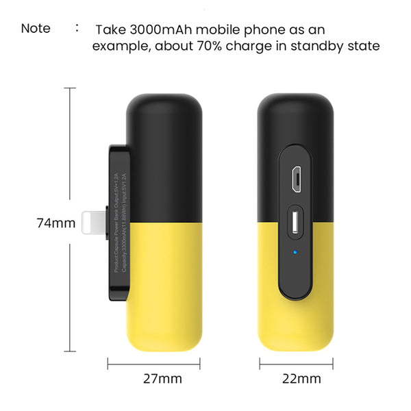 1200mAh Kapsel Mini Powerbank für iPhone Samsung Xiaomi etc...