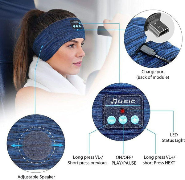 Elastisches Bluetooth-Stirnband & Augenmaske mit Lautsprecher