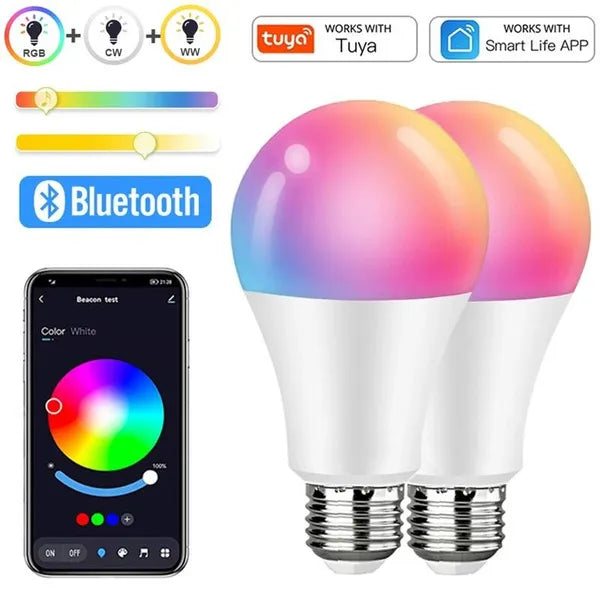 E27 Bluetooth Smart Bulb RGB + WW + CW Intelligente Glühbirnen per Tuya APP