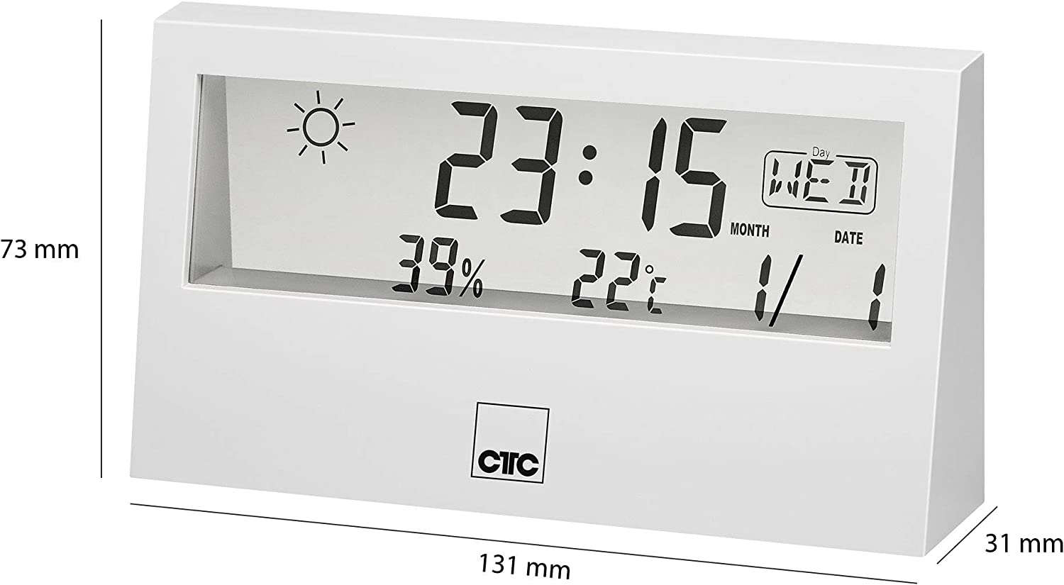 CTC Wetterstation mit Uhr WSU 7022 Weiß