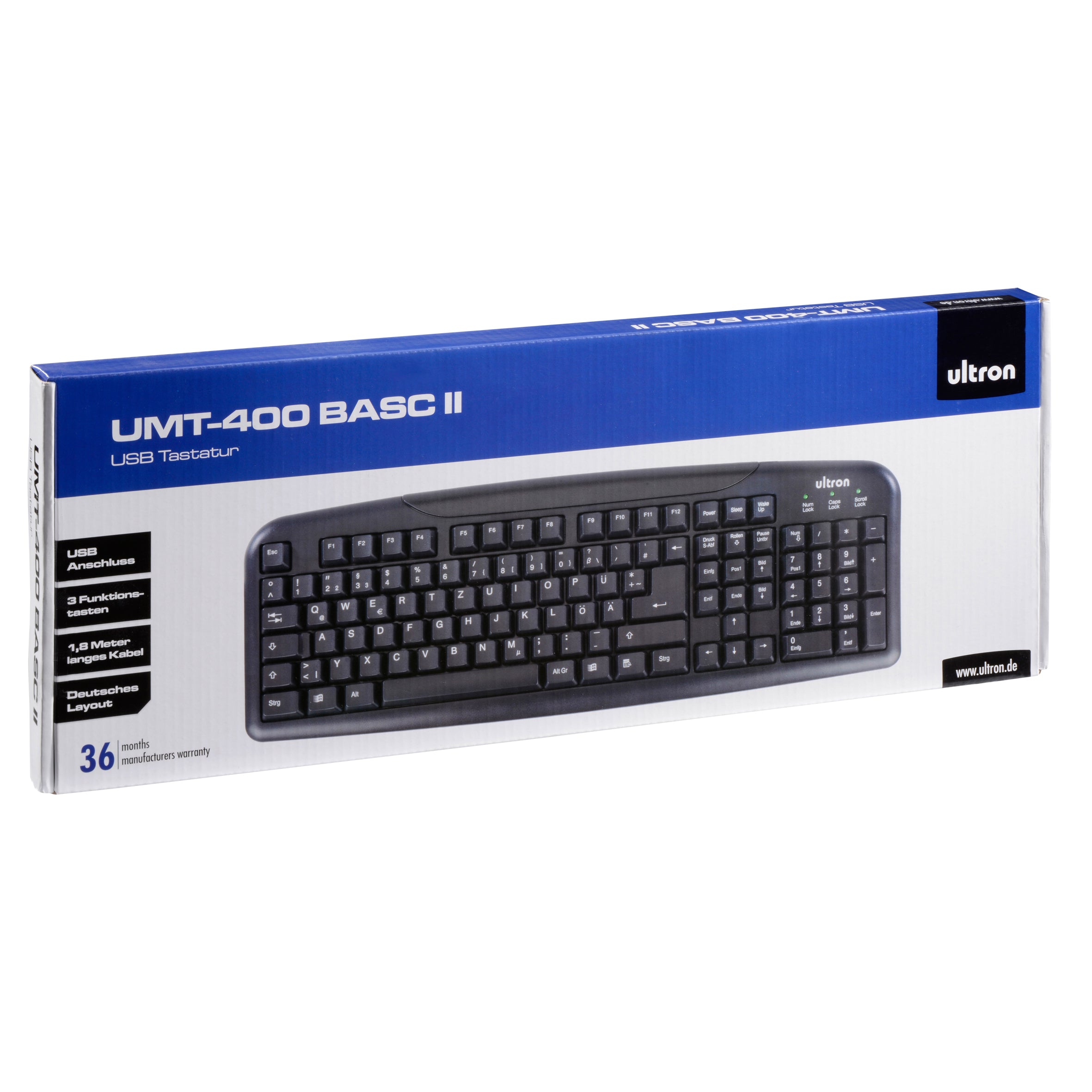 Tastatur ultron UMT-400 Basic II USB schwarz