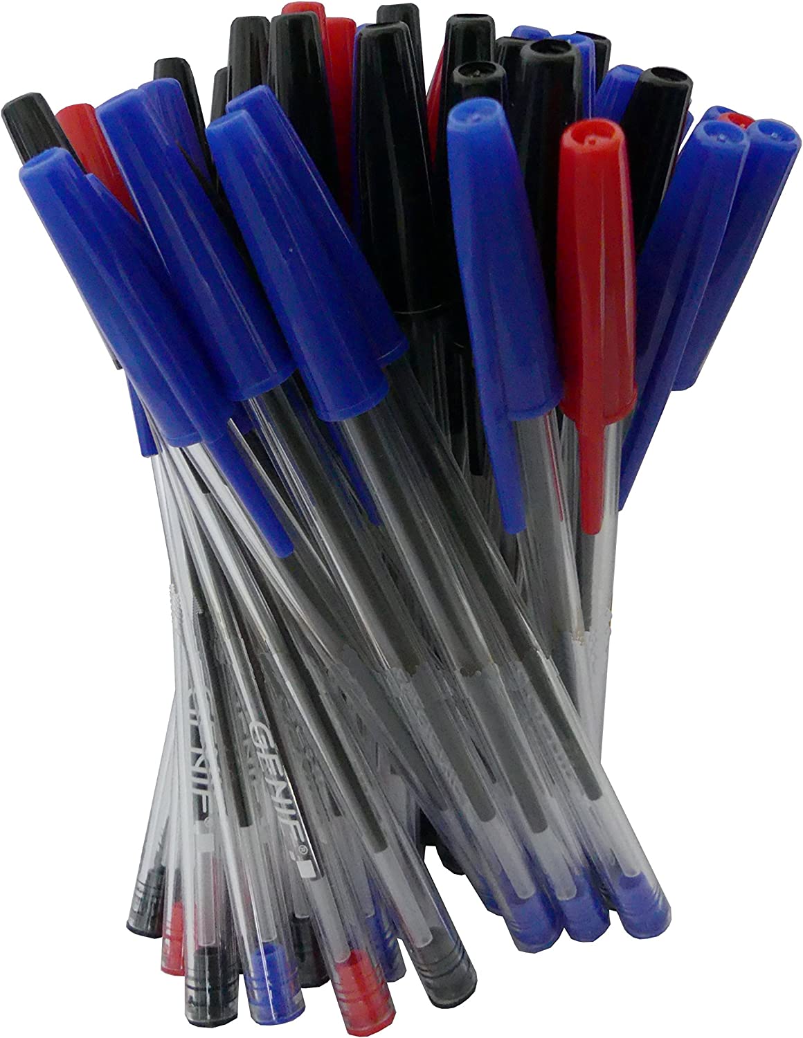 50 x Genie Kugelschreiber Farbig Sortiert Rot/Blau/Schwarz
