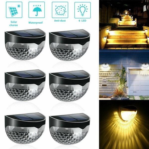 6 LED Solar Powered Fence Lights Outdoor