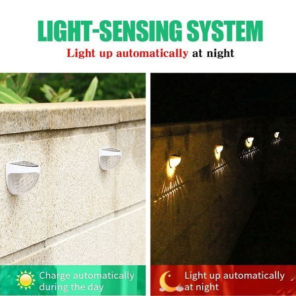 6 LED Solar Powered Fence Lights Outdoor
