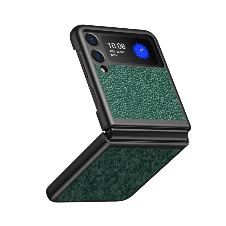 Für Samsung Galaxy Z Flip3 5G Litschi-Textur All Inclusive Stoßfest Schutzhülle (grün)