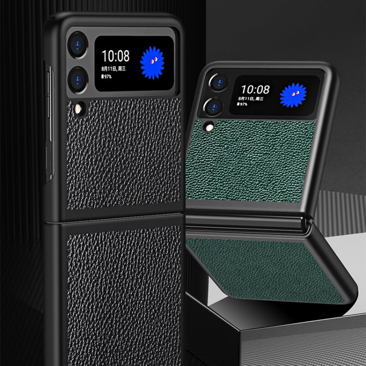 Für Samsung Galaxy Z Flip3 5G Litschi-Textur All Inclusive Stoßfest Schutzhülle (grün)
