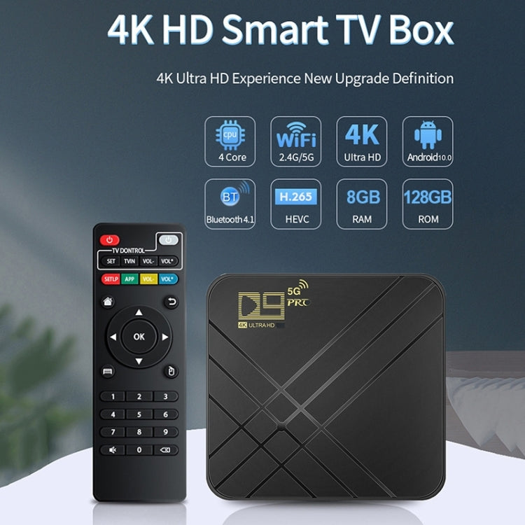 D9 Pro 4K HD Smart TV Box mit Android 10 8GB Ram + 128GB Speicherplatz