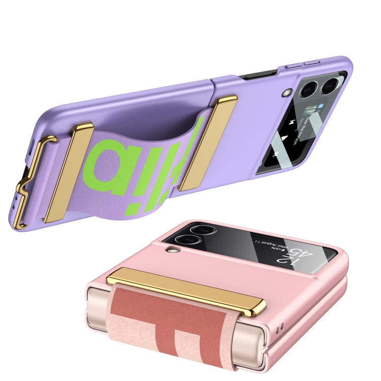 Für Samsung Galaxy Z Flip4 GKK Ultradünne Full Coverage Phone Flip Case mit Armband (Grün)