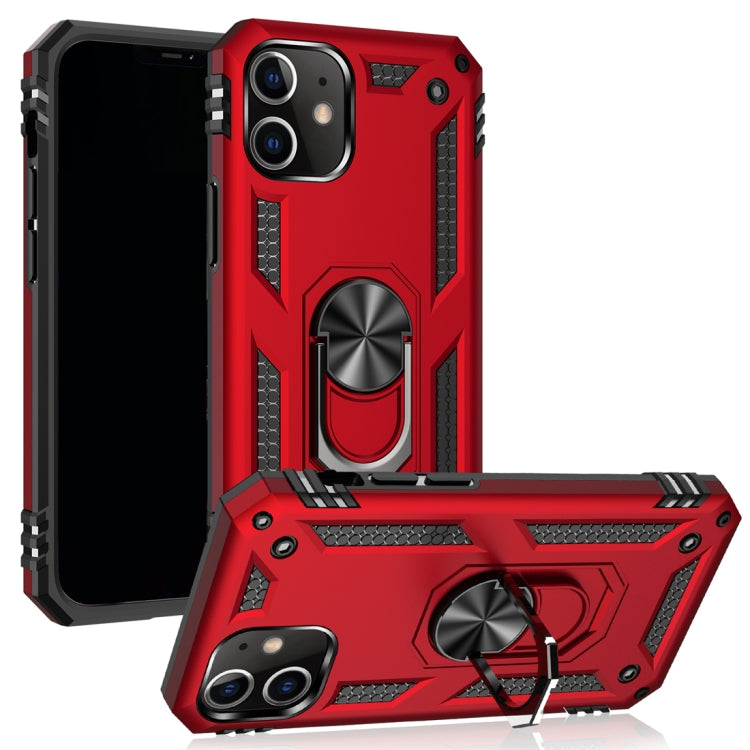 Für iPhone 12 Pro Max Stoßfeste TPU + PC-Schutzhülle mit um 360 Grad drehbarem Halter (rot)