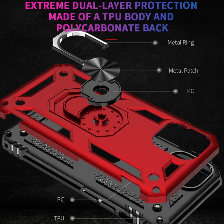 Für iPhone 12 Pro Max Stoßfeste TPU + PC-Schutzhülle mit um 360 Grad drehbarem Halter (rot)