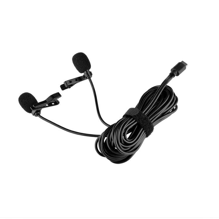 Typ-C-Schnittstelle Live-Übertragung Interview Mobiltelefon Doppelclip Lavalier Mikrofon, Länge: 2,5 m | #Elektroniktrade.ch#