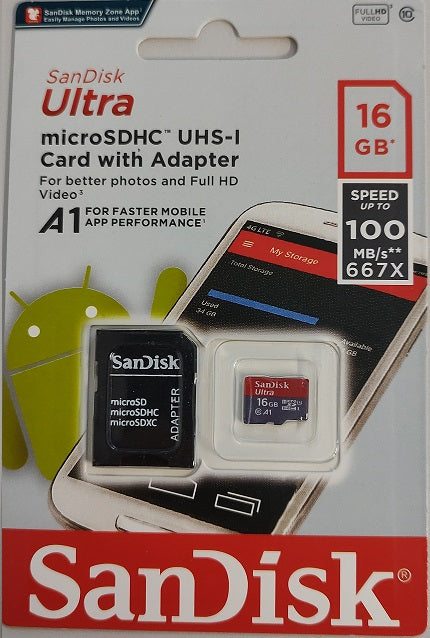 SanDisk Ultra microSDXC, 16 GB mit Adapter