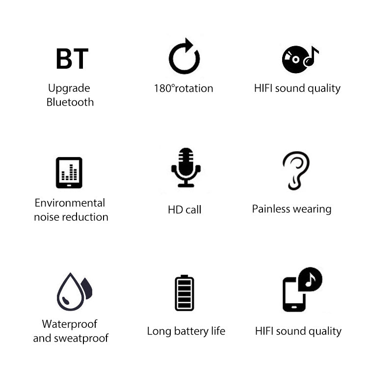 Lenovo HX106 Einseitiger Bluetooth 5.0 Drehbarer drahtloser Bluetooth-Ohrhörer mit Ohrbefestigung | #Elektroniktrade.ch#