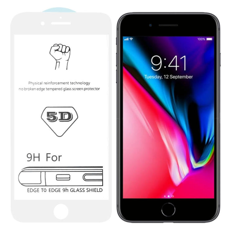 iPhone 8/7 9H 5D Weiß Vollkleber Vollbild-Hartglasfolie | #Elektroniktrade.ch#