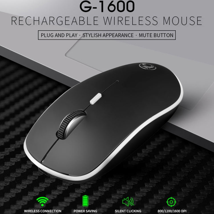 G-1600 4-Tasten 1600 DPI Mini-USB-Aufladung 2.4G Wireless Silent Mouse (Schwarz)