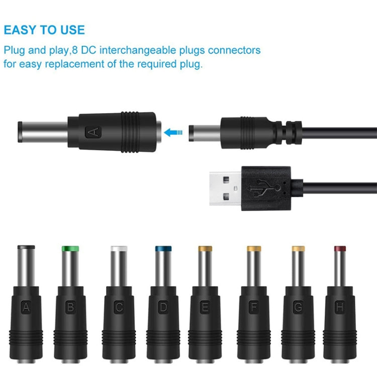 12 in 1 DC-Netzkabel USB-Multifunktionsaustausch-Stecker USB-Ladekabel (schwarz)