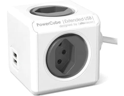 Allocacoc PowerCube S+ 4 x, T13, 2 x USB, 3 m Stromkabel