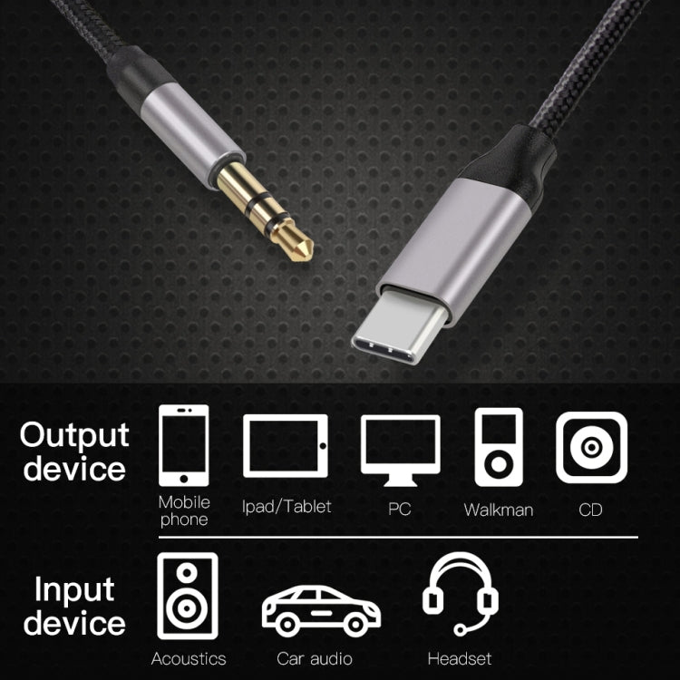 KUULAA KL-O09 Typ-C / USB-C auf 3,5 mm AUX-Audioadapterkabel, Länge: 100 cm