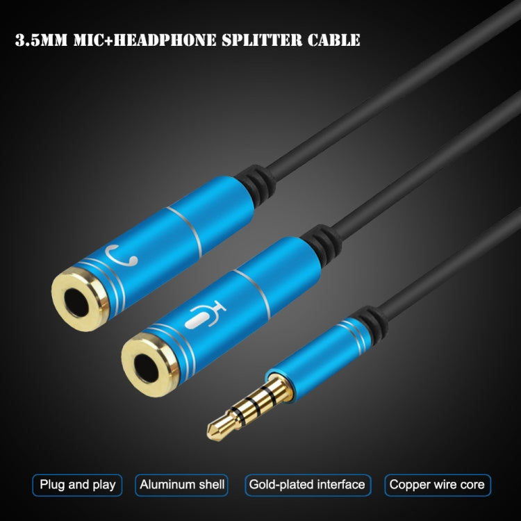 2 in 1 3,5 mm Stecker auf Dual 3,5 mm Buchse TPE Audiokabelteiler, Kabellänge: 32 cm