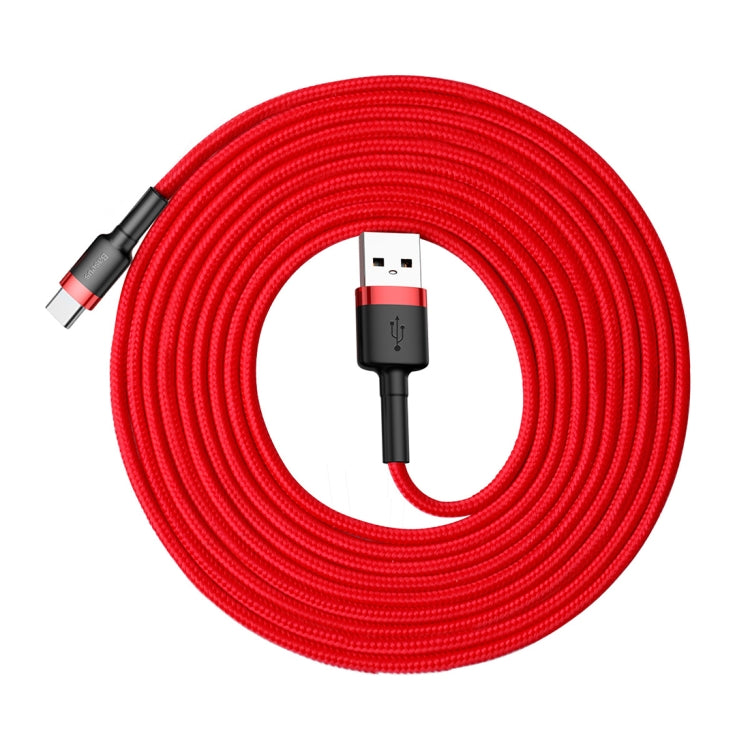 Baseus 2A Typ C / USB-C Cafule Robustes Ladekabel, Länge: 3 m (rot) | #Elektroniktrade.ch#