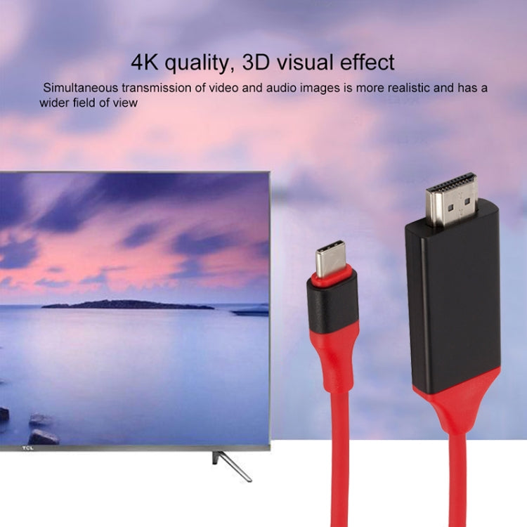 USB-C / Typ C 3.1 bis 4K HD HDMI Kunststoff-Videokabel, Länge: 2 m