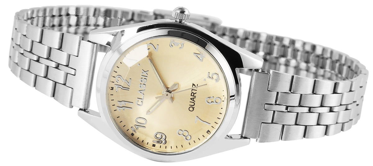 Clasixx Clasixx Damenarmbanduhr mit Metallband, silberfarben elektroniktrade Switzerland