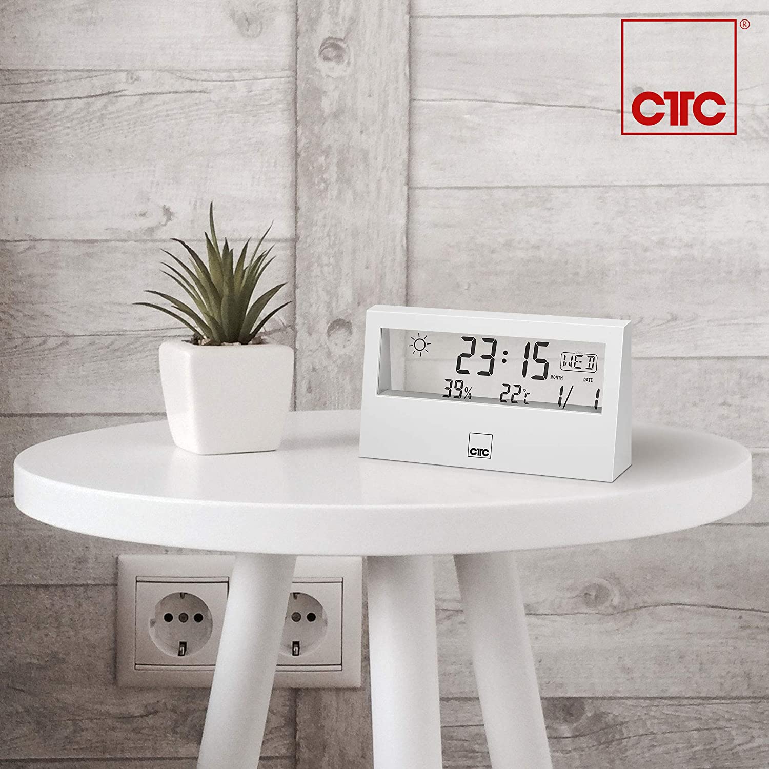 Clatronic CTC Wetterstation mit Uhr WSU 7022 Weiß elektroniktrade Switzerland