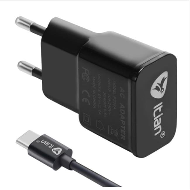 K4 2. 1A Universal USB 3. 1 Typ-c-Port EU-Stecker-Ladegerät mit Kabel-Kit, schwarz | #Elektroniktrade.ch#