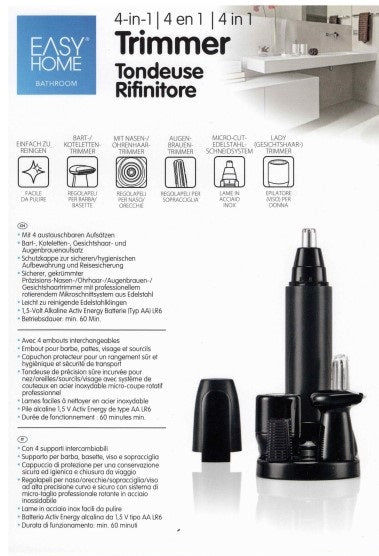 EASY HOME EASY HOME 4 in 1 Nasen-/Ohren-, Bart Haar Trimmer Elektroniktrade Switzerland