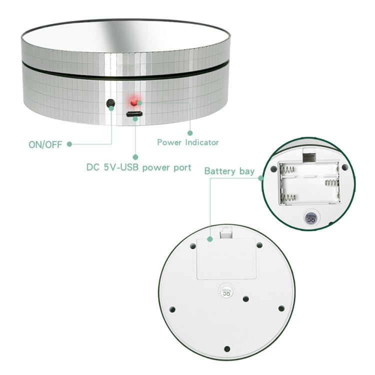 Elektroniktrade 12cm 360 Grad rotierender Drehteller Spiegel elektrischer Display-Stand-Videoaufnahme Requisiten Drehteller Elektroniktrade Switzerland