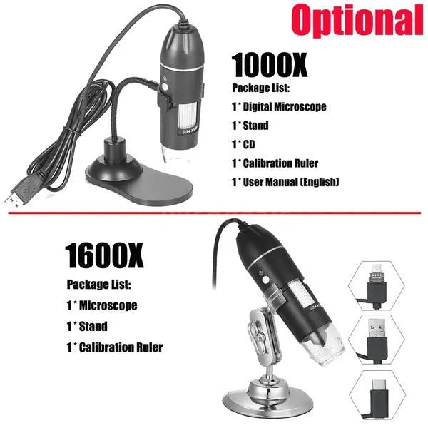 Elektroniktrade 1600X Tragbares 8-LED-Lichtlupe USB-Handmikroskop Elektroniktrade Switzerland