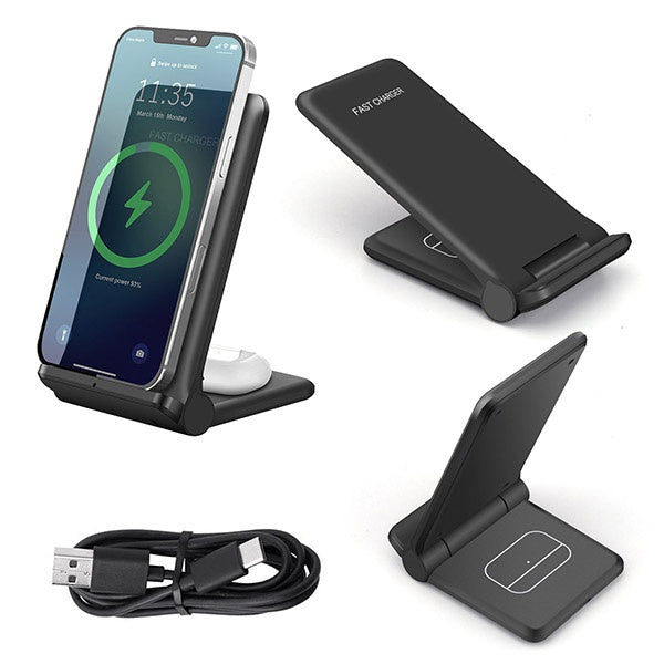 Elektroniktrade 2-in-1-Qi-Wireless-Ladegerät Faltbare Schnellladestation Elektroniktrade Switzerland
