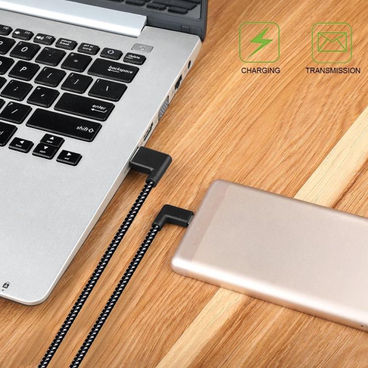 Elektroniktrade 2m/1m 2A USB zu USB-C / Typ C Nylon Winkel Daten-Sync-Ladekabel Elektroniktrade Switzerland