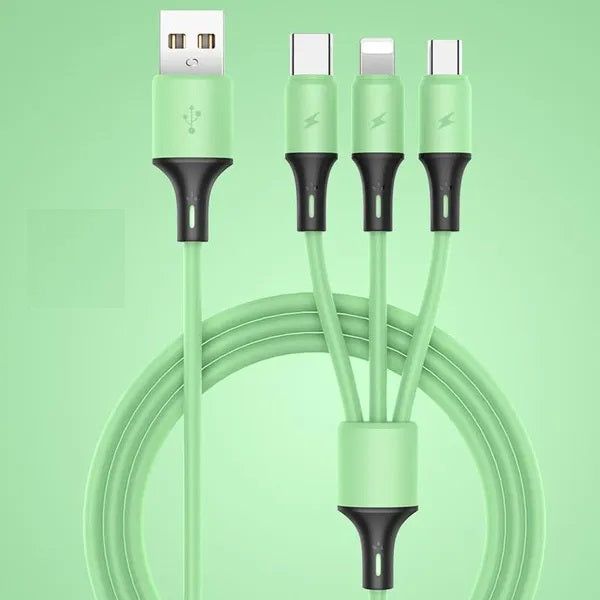 Elektroniktrade 3 in 1 5A Schnelllade & Datenkabel für iPhone/Type-C/MicroUSB 2m Grün elektroniktrade Switzerland