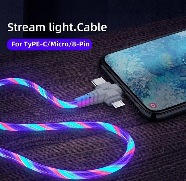 Elektroniktrade 3 in 1 Lade/Datenkabel LED-Licht für iPhone Android Typ-C 1/2 m Elektroniktrade Switzerland